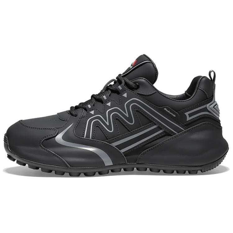 KOLUMB Top Grain Cow Leather Cushioning Breathable Lightweight Low top Casual Shoes Men's Black Gray