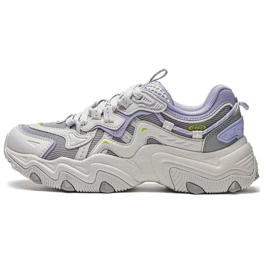 Li-Ning Li Ning Synthetic Leather Breathable Abrasion Resistant Slip Resistant Low top Casual Shoes Women's Purple Gray