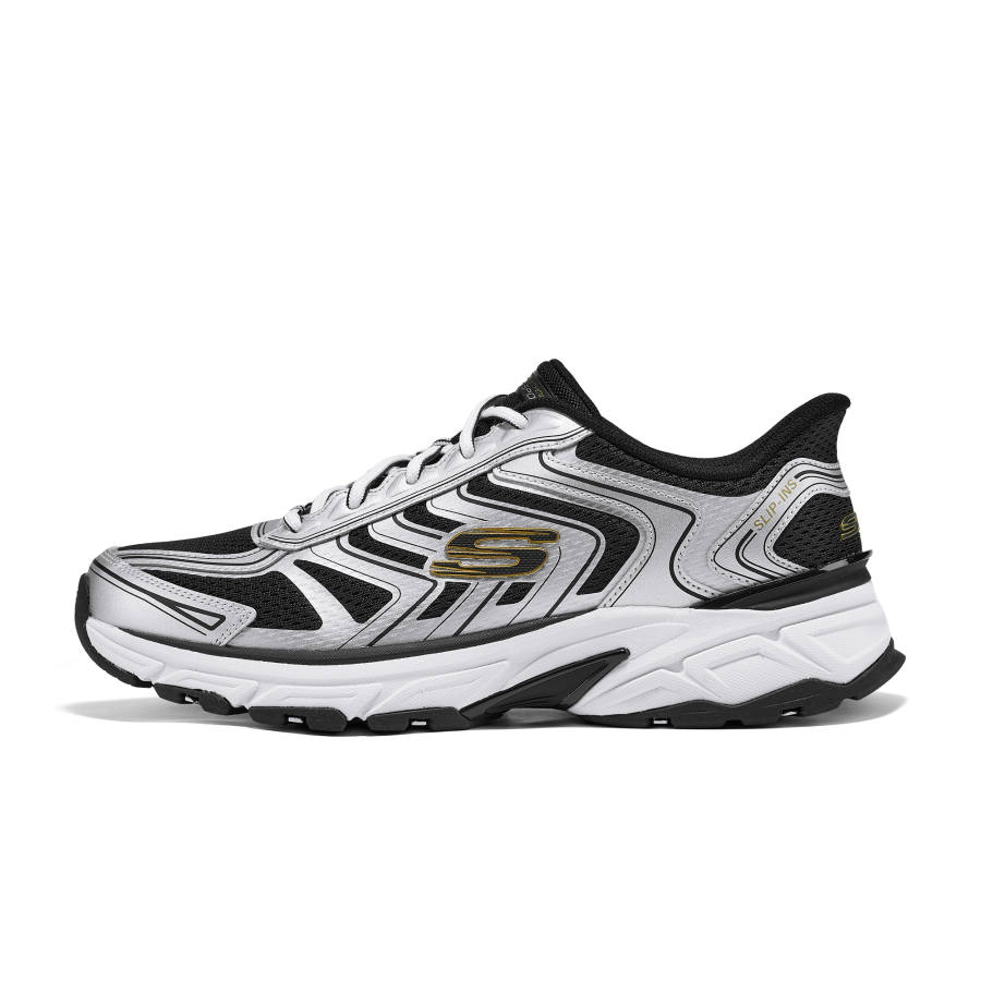 Skechers Silver Wing Shoes Lightweight Low top Casual Shoes Men's Silver