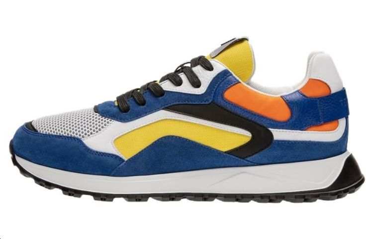 BOGNER Leather Low top Sports Casual Shoes Men's Blue Yellow Orange