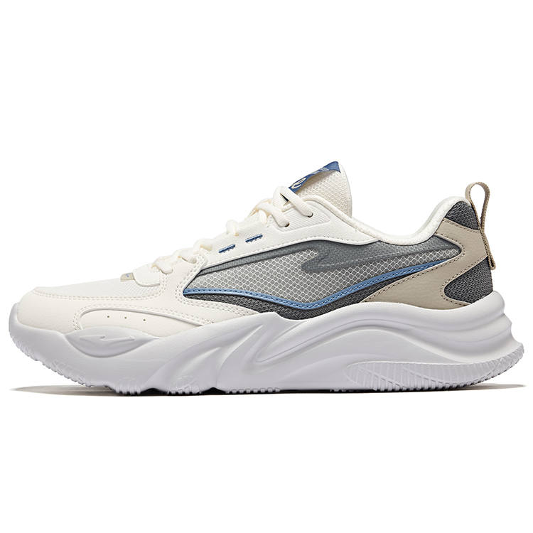 Erke Ao Wu Rebound Abrasion Resistant Breathable Low top Casual Shoes Men's Microcrystal White Steel Gray