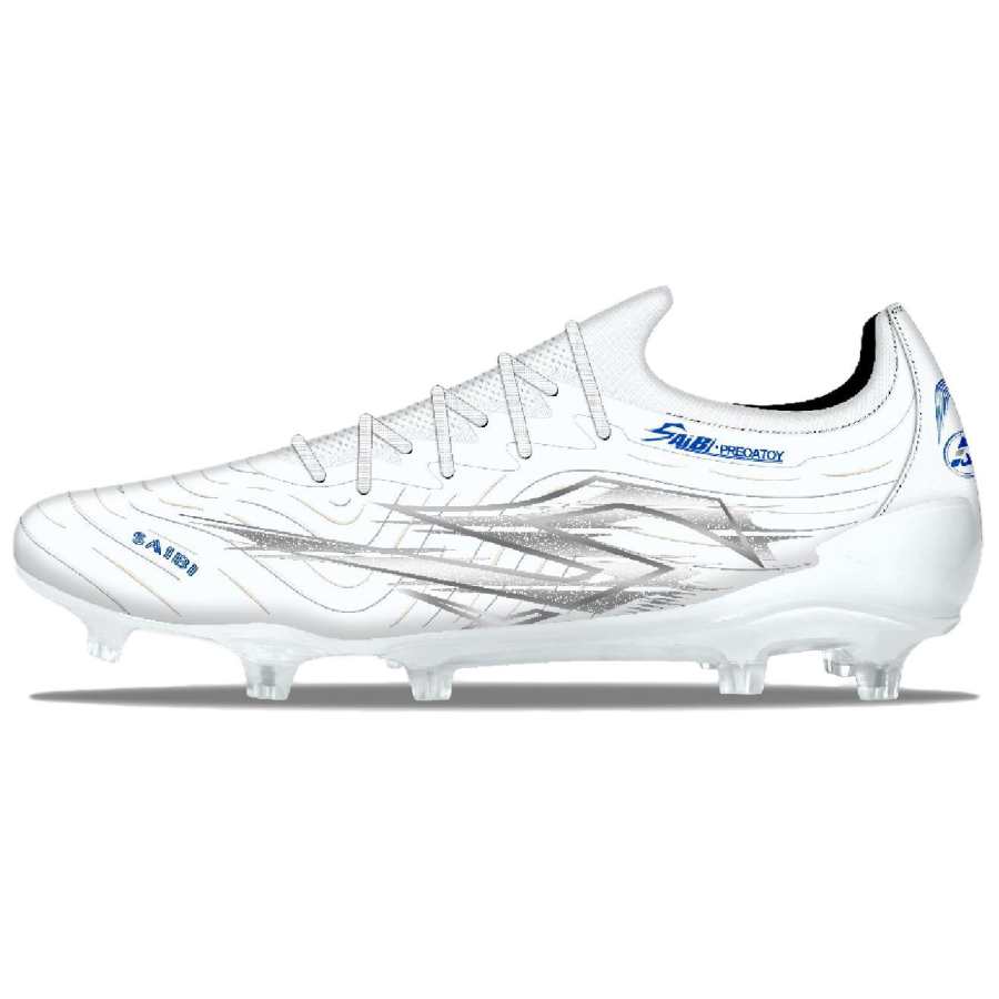 Saibi FG Firm Ground Artificial Turf Cushioning, Wear Resistant Soccer Shoes Unisex White