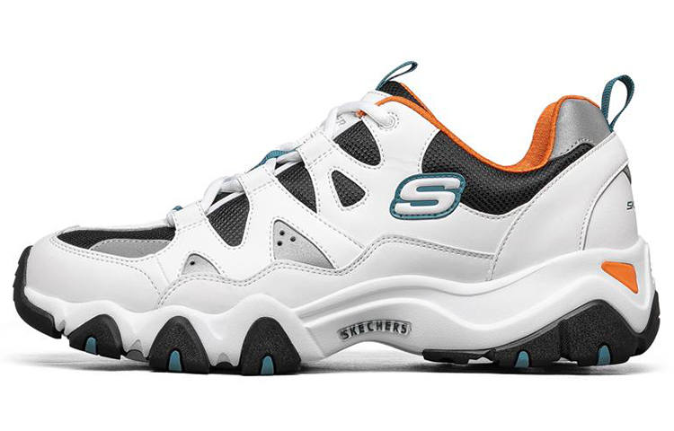 Skechers D'LITES 2.0 Mesh, Artificial Leather Low top Casual Shoes Men's White Black Orange