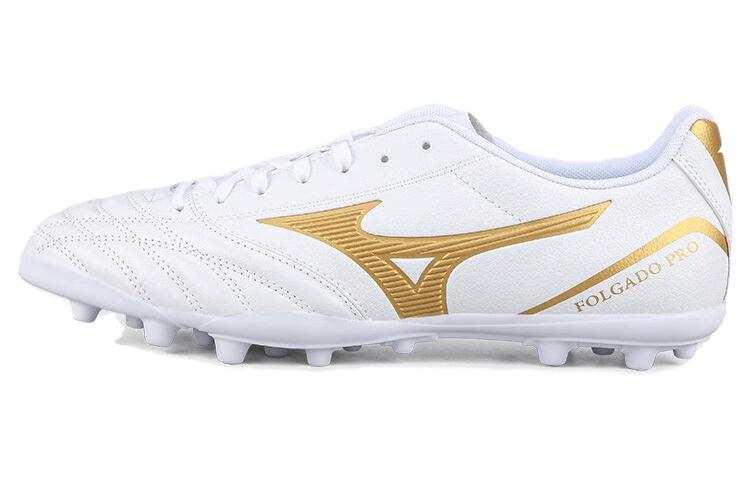 Mizuno Pro AG Artificial Ground Abrasion Resistant Breathable Soccer Shoes Men's White Gold