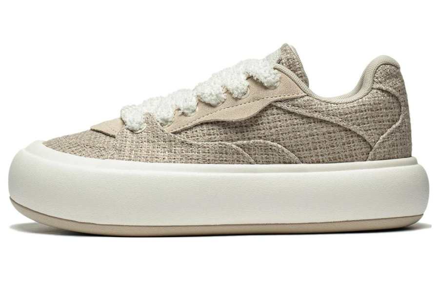 Li-Ning Li Ning Cream Puff Platform Slip Resistant Abrasion Resistant Low top Casual Shoes Women's Brown