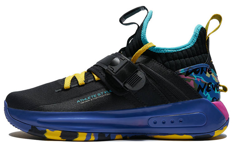 XTEP Mesh Slip Resistant Abrasion Resistant High top Sports Casual Shoes Men's Black Yellow