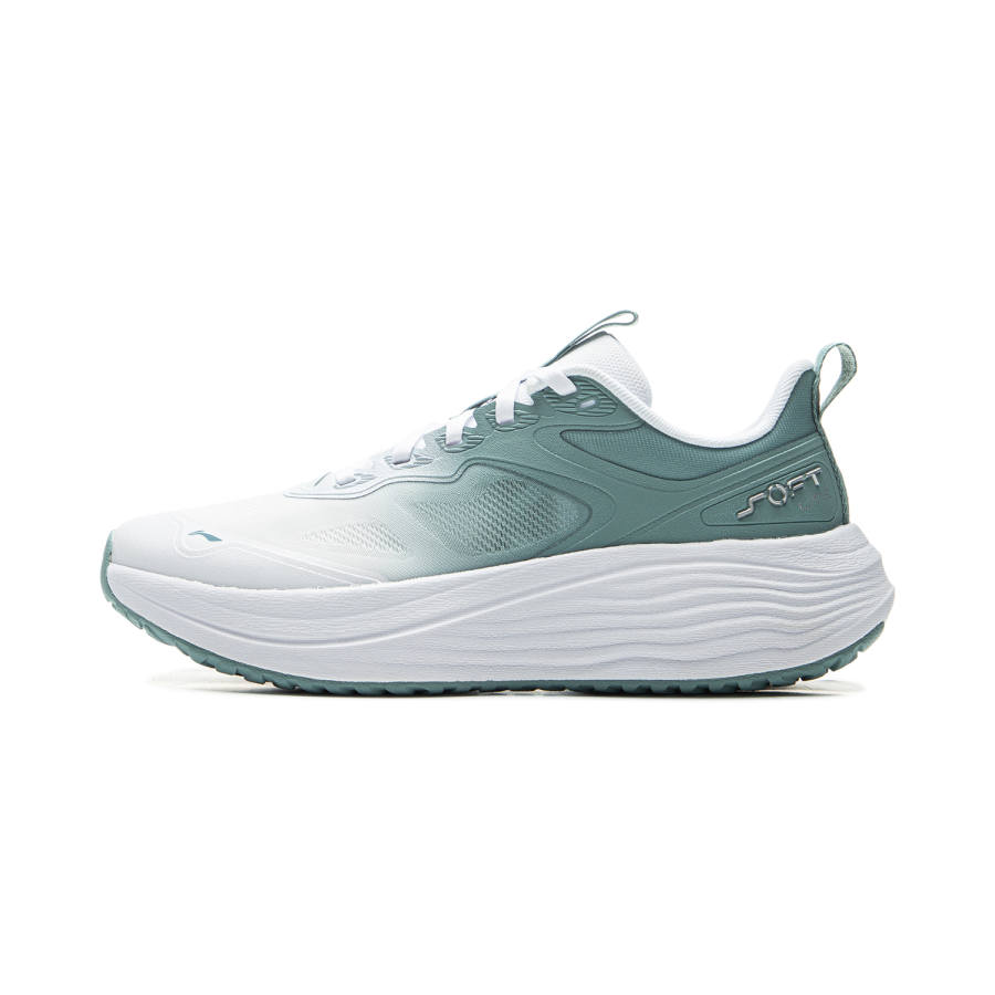 Li-Ning Li Ning Soft Lite Cushioning Slip Resistant Breathable Lightweight Low top Running Shoes Men's White Green