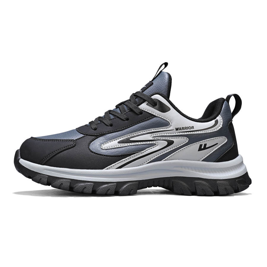 WARRIOR Synthetic Leather Low top Casual Shoes Men's Black Gray Silver