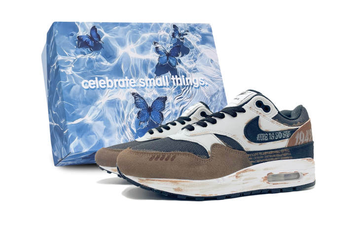 Nike Nike Air Max 1 Abrasion Resistant Low top Casual Shoes Men's White Umber Black