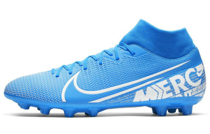 Nike Nike Mercurial Superfly 7 Kangaroo Leather Cushioning Slip Resistant Abrasion Resistant Soccer Shoes Men's Blue
