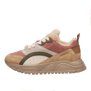 BOGNER Top Grain Cow Leather Fashion Trend Thermal Low top Casual Shoes Women's Vintage Multicolor