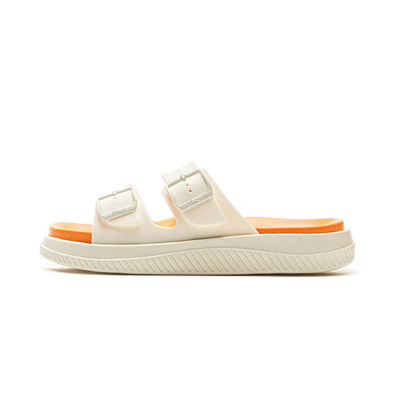 Li-Ning Li Ning Slip Resistant Abrasion Resistant Slip Resistant Abrasion Resistant Slide Slippers Women's White Orange