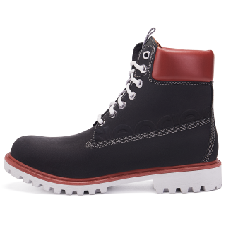SLEADER Vintage Workwear Collection Short Mid Calf Combat Boots Men's Burgundy Dark Gray