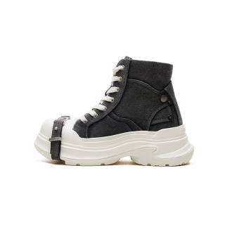 ABCICEY Fashion Trend Crew Combat Boots Unisex Black