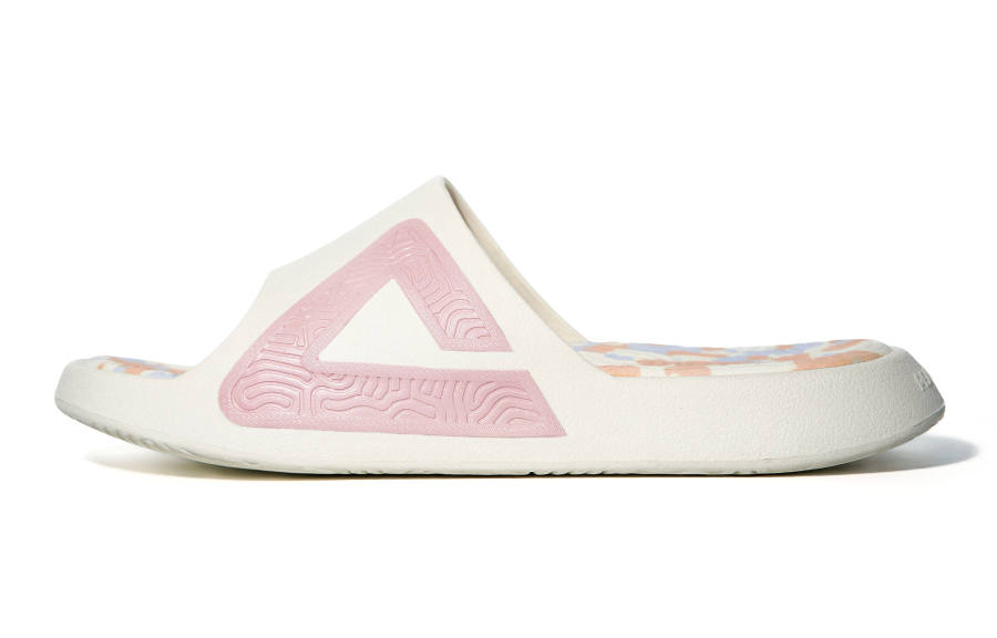 PEAK Tai Ji1.0 Quiet Abrasion Resistant Cushioning Slide Slippers Unisex Canvas White Pink
