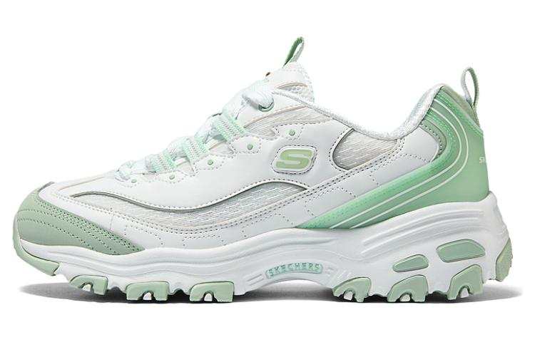 Skechers D'Lites 1.0 Mesh, Artificial Leather Low top Casual Shoes Women's White Green