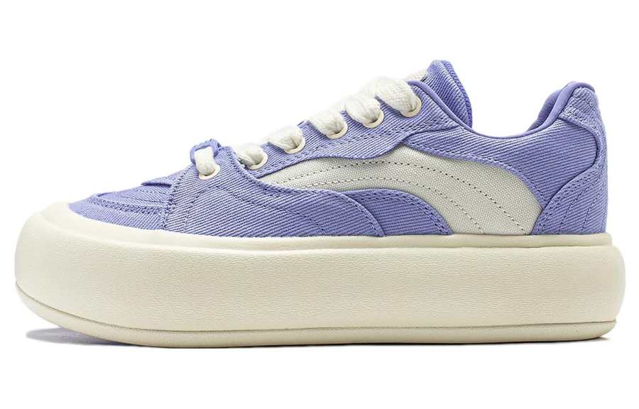 Li-Ning Li Ning Cream Puff Platform Slip Resistant Low top Casual Shoes Women's Purple White