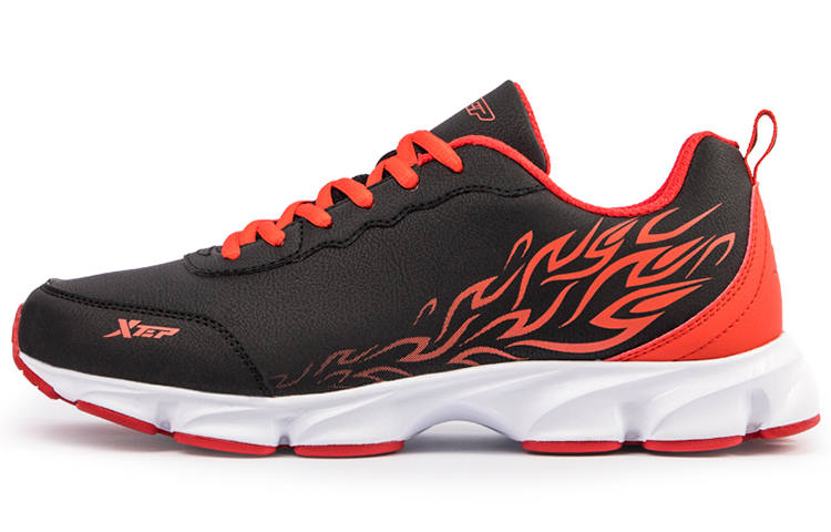 XTEP Cushioning Slip Resistant Abrasion Resistant Breathable Coverage Lightweight Low top Casual Shoes Men's Black Red