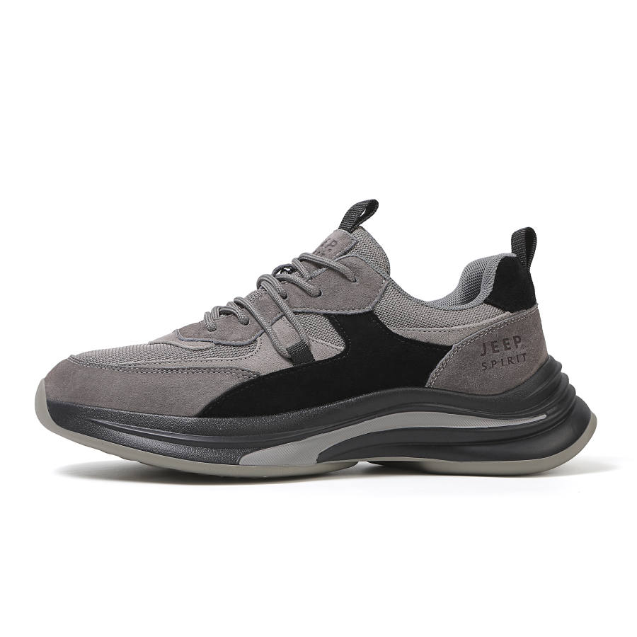 JEEP SPIRIT Breathable, Abrasion Resistant, Lightweight, Height Increasing Low top Casual Shoes Men's Ancient City Gray