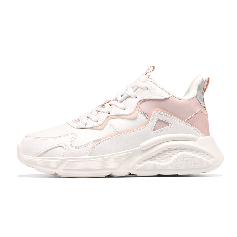 361° Synthetic Leather Comfortable And Versatile, Fleece Lined Thermal Low top Casual Shoes Women's White Pink