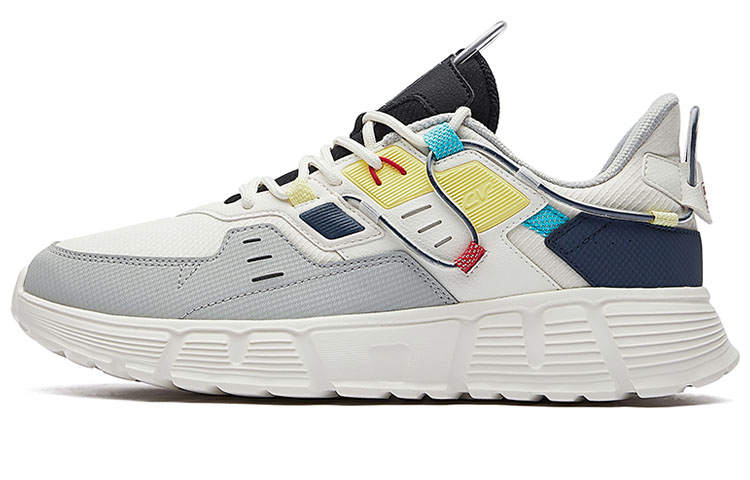 Erke Get On The Road Breathable Mesh Cushioning Slip Resistant Abrasion Resistant Low top Casual Shoes Men's White Gray