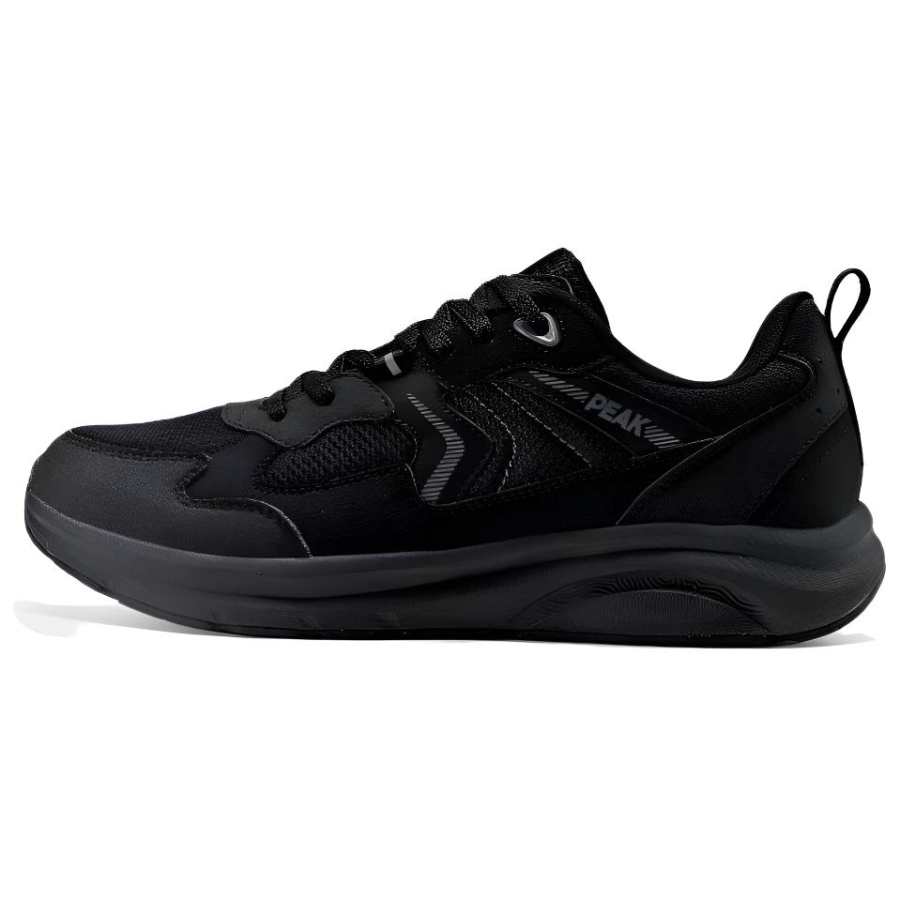 PEAK Taichi Thin Sole Walking Shoes Abrasion Resistant Coverage Low top Casual Shoes Men's All Black