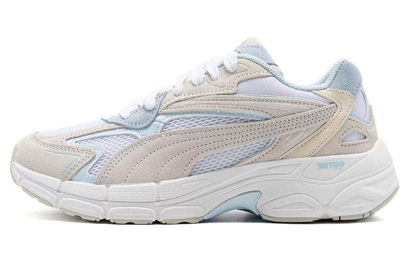 PUMA Teveris Nitro Cow Leather, Textile Comfortable Abrasion Resistant Low top Casual Shoes Unisex Beige Blue
