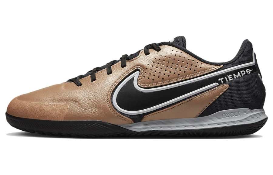 Nike Nike React Tiempo Legend 9 Pro IC Cushioning Slip Resistant Abrasion Resistant Indoor Court Soccer Shoes Gold Black
