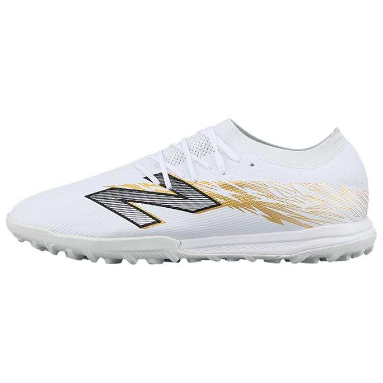 New Balance New Balance Furon V8 TF Turf Abrasion Resistant Breathable Coverage Soccer Shoes Unisex White Gold Black