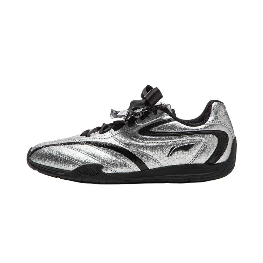 Li-Ning Li Ning Film Pulse Slip Resistant Lightweight Abrasion Resistant Low top Casual Shoes Women's Silver