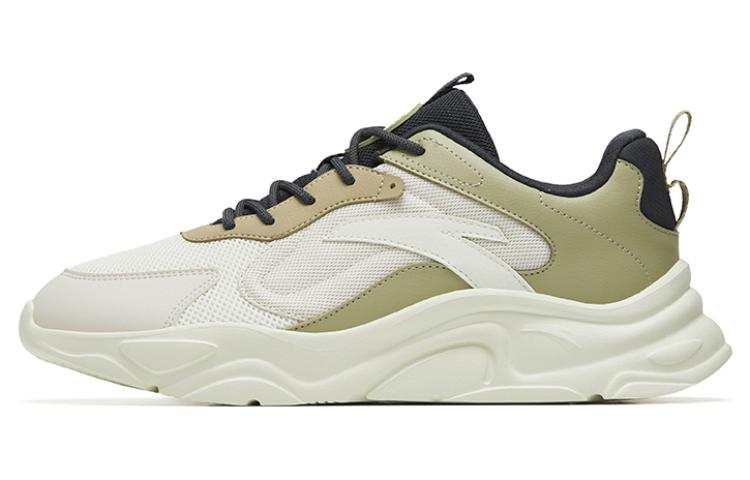 Anta Textile, Synthetic Leather Comfortable Cushioning Breathable Low top Sports Casual Shoes Men's White Green