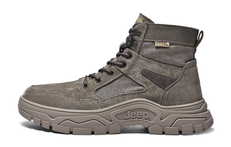 Jeep Jeep Top Grain Pig Leather Ankle Length Combat Boots Men's