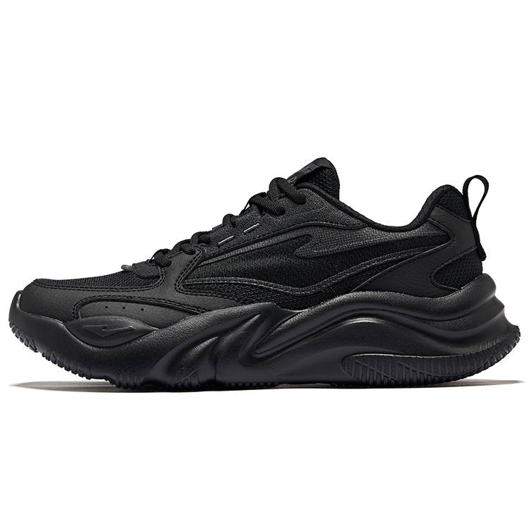 Erke Ao Wu Abrasion Resistant Breathable Rebound Low top Casual Shoes Women's Jet Black