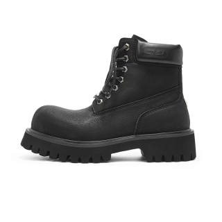 SENGUOGUO Short Combat Boots 5CM Unisex Black