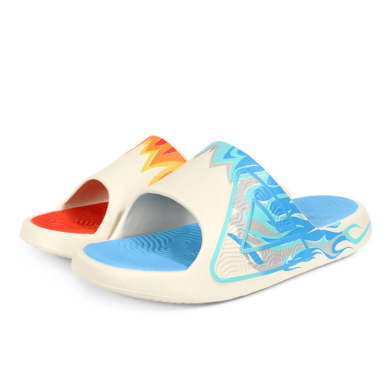 PEAK Tai Ji1.0 Slip Resistant Cushioning Slide Slippers Men's Red Blue Mismatched