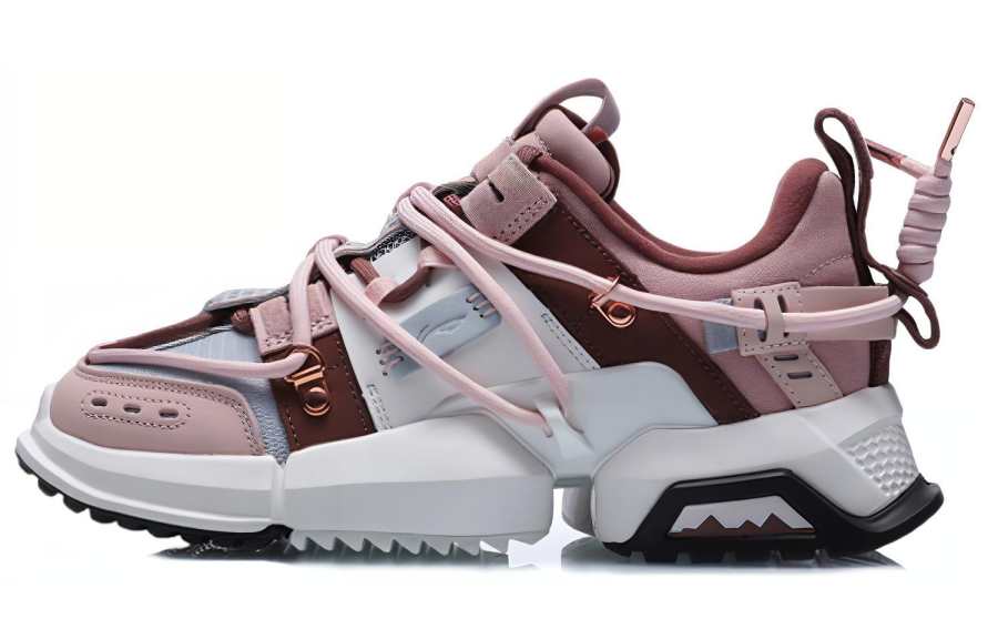 Li-Ning Li Ning Pangu, Cherry Blossom Abrasion Resistant Breathable Low top Casual Shoes Women's Rose Umber