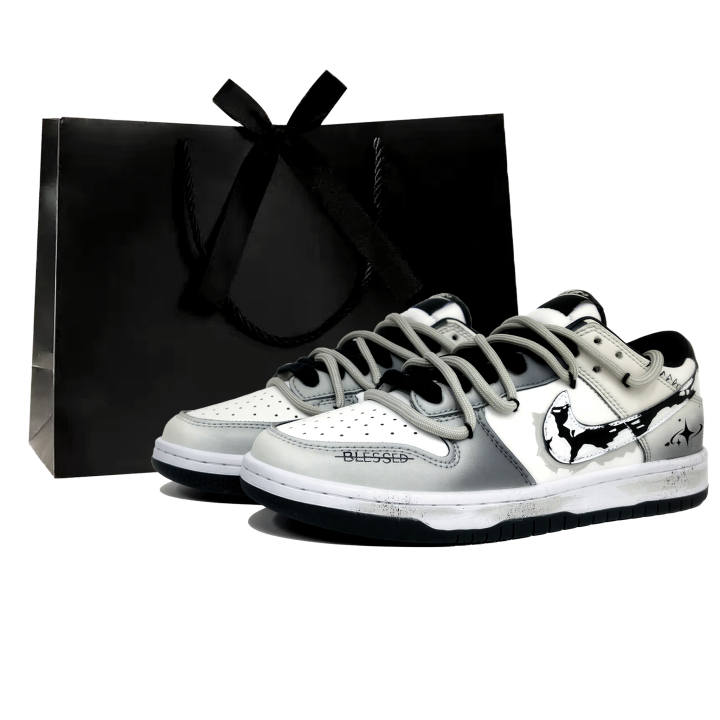 Nike Nike Dunk Type O Synthetic Leather Abrasion Resistant Low top Skateboard Shoes Unisex Gradient Gray