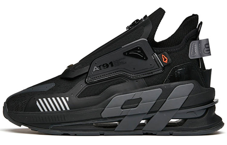 Anta AT91 Textile, Synthetic Leather Slip Resistant And Abrasion Resistant Coverage Mid top Running Shoes Men's Black