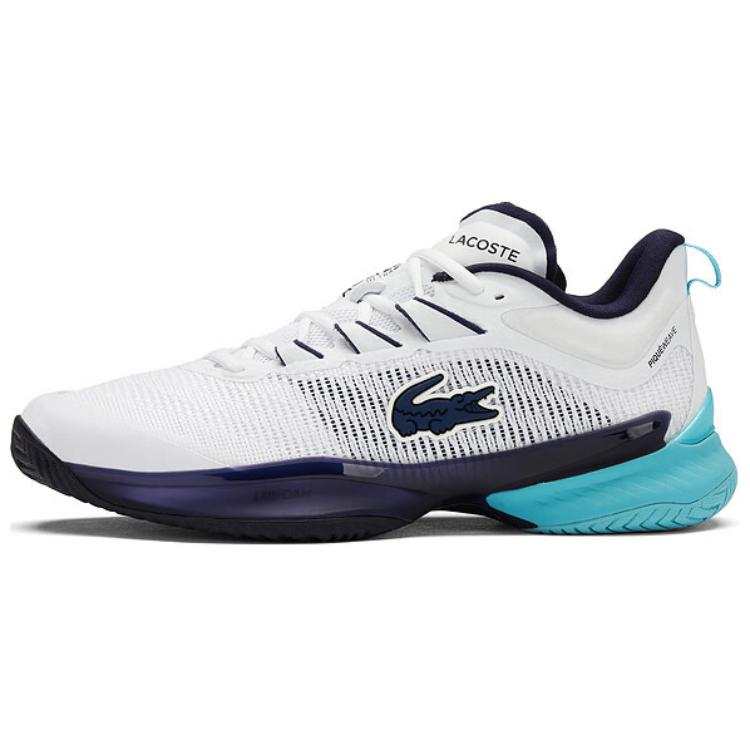 LACOSTE Fabric Low top Casual Shoes Men's White Navy Blue