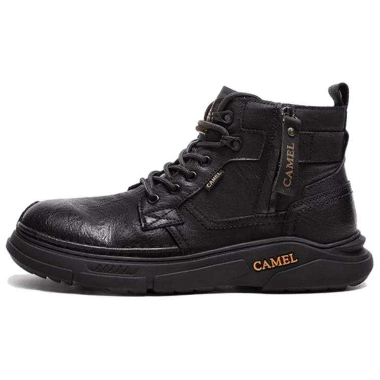 CAMEL CAMEL Microfiber Leather Short Combat Boots Medium Heel Men's