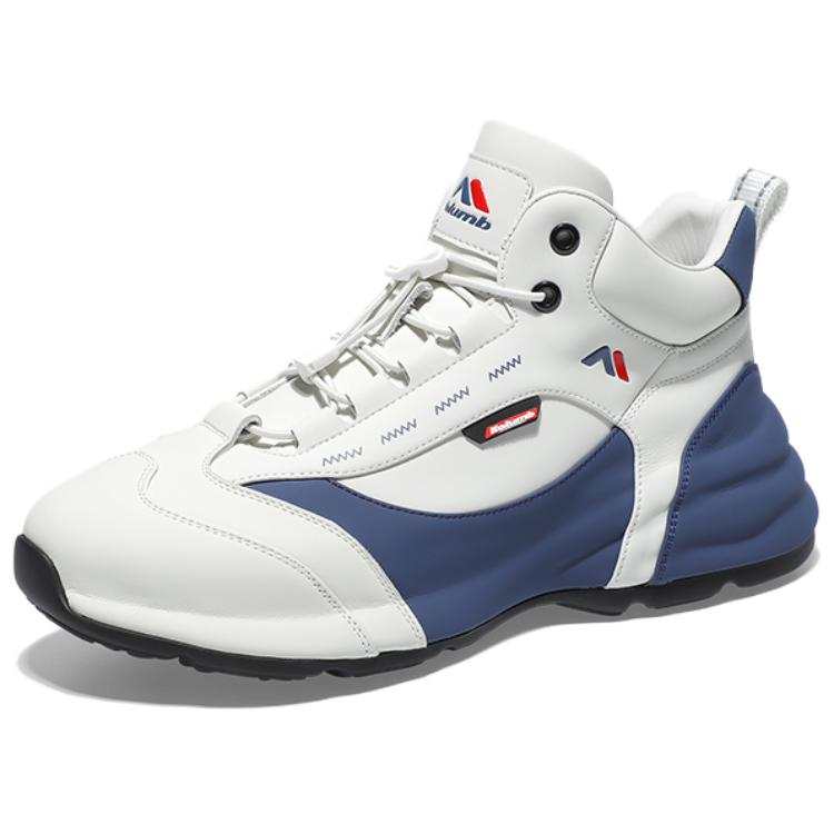 KOLUMB Slip Resistant, Abrasion Resistant, Height Increasing High top Casual Shoes Men's White Blue