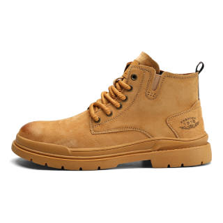 YAMIDE Split Pig Leather Short Combat Boots 3cm Men's