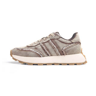 KVIV Height Increasing Wear-Resistant Lightweight Breathable Slip-Resistant Low-Top Casual Shoes Unisex Washed Brown