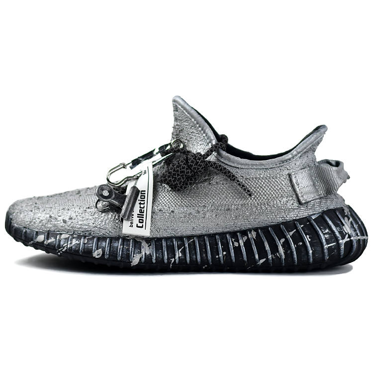 Adidas Originals Yeezy Boost 350 V2 Cushioning Abrasion Resistant Breathable Low top Casual Shoes Unisex Liquid Silver