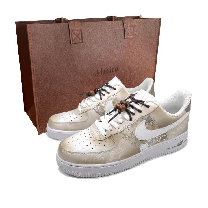 Nike Nike Air Force 1 Low top Skateboard Shoes Unisex Beige Brown