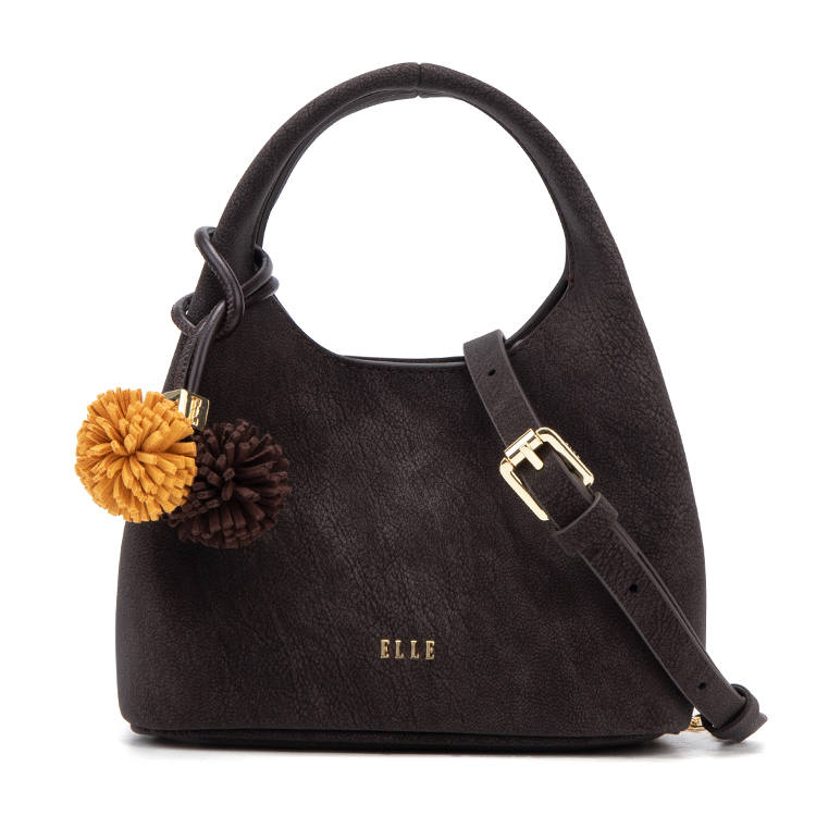 ELLE Synthetic Leather Handbag Women's Ebony Gray/Amber Brown