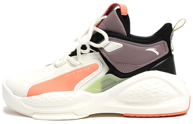 Anta Bastard Slip Resistant Abrasion Resistant Mid top Skateboard Shoes Women's White Black Purple
