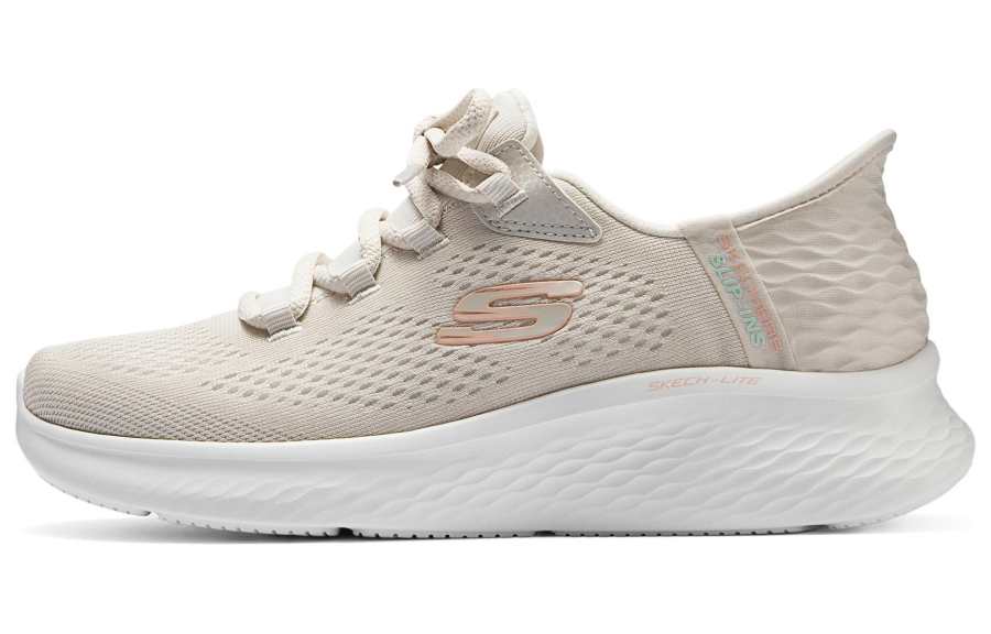 Skechers Slip Ins Mesh Cushioning Abrasion Resistant Cushioning, Wear Resistant Low top Casual Shoes Women's Beige