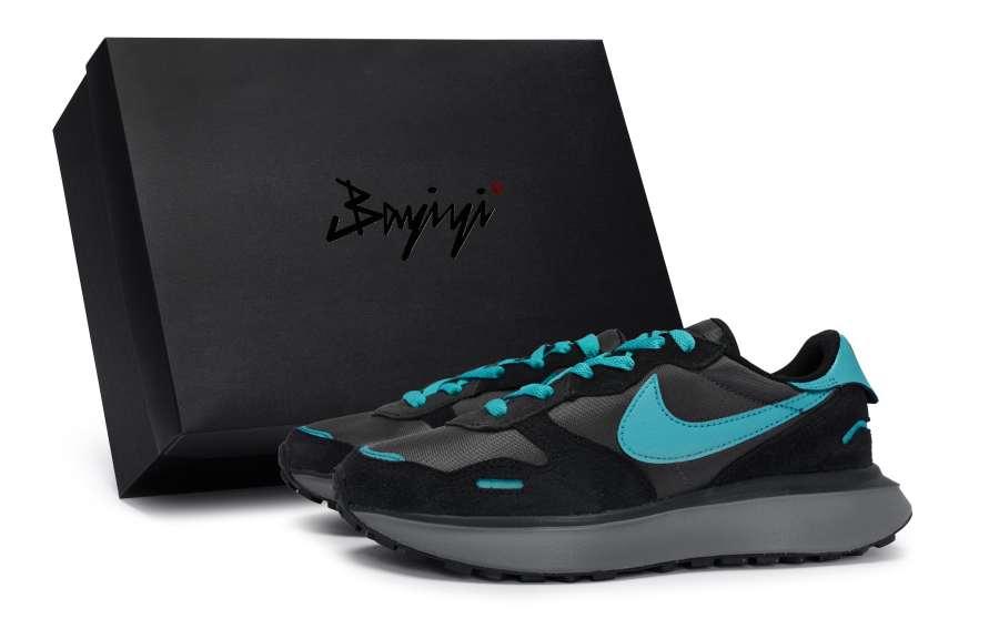Nike Nike Phoenix Waffle Abrasion Resistant Abrasion Resistant Low top Casual Shoes Women's Black Lake Blue