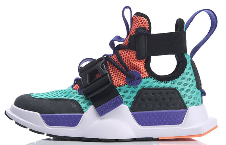 Li-Ning Li Ning Reburn Mesh Slip Resistant Lightweight Non slip Lightweight Mid top Basketball Casual Shoes Men's Green Black